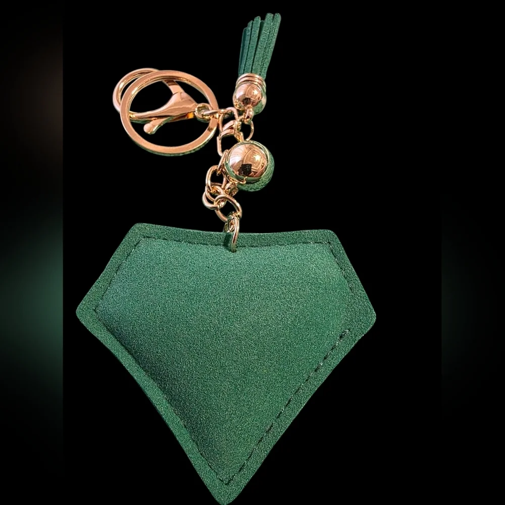 Green and Gold Diamond Bag Charm Keychain